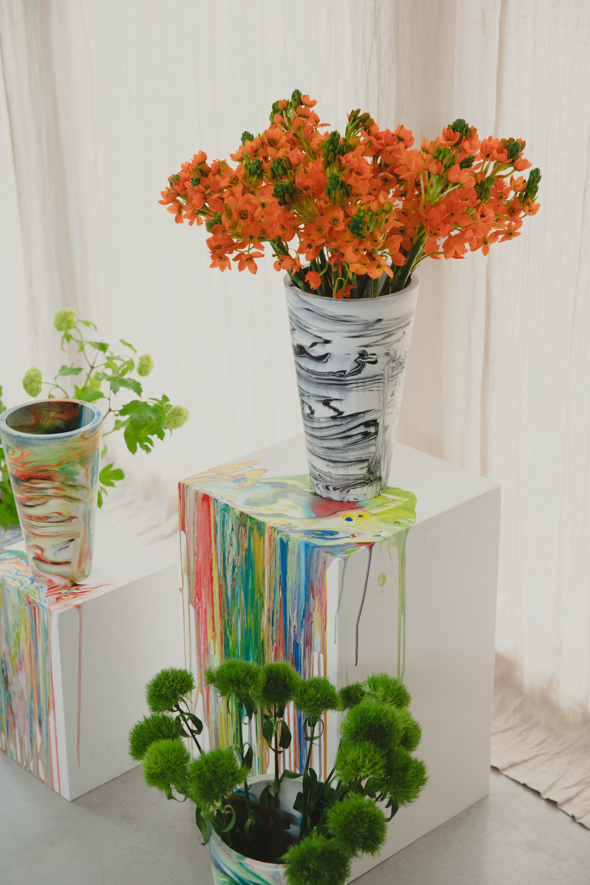 Zuiver Conic Black & White Marble Effect Vase Medium